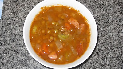 Lentil and Kielbasa Soup in a bowl