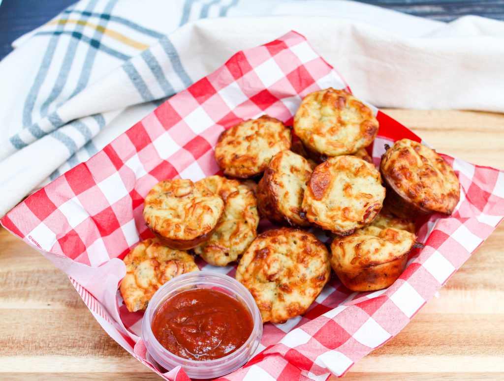 pizza muffins in a basket