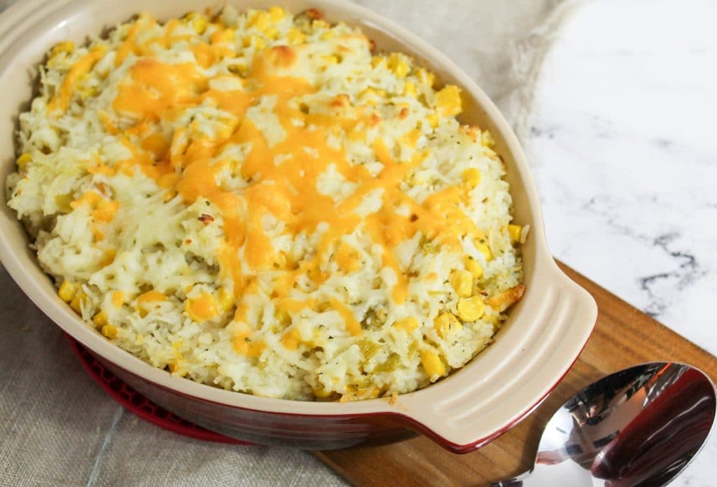 mexican sour cream rice baked in dish