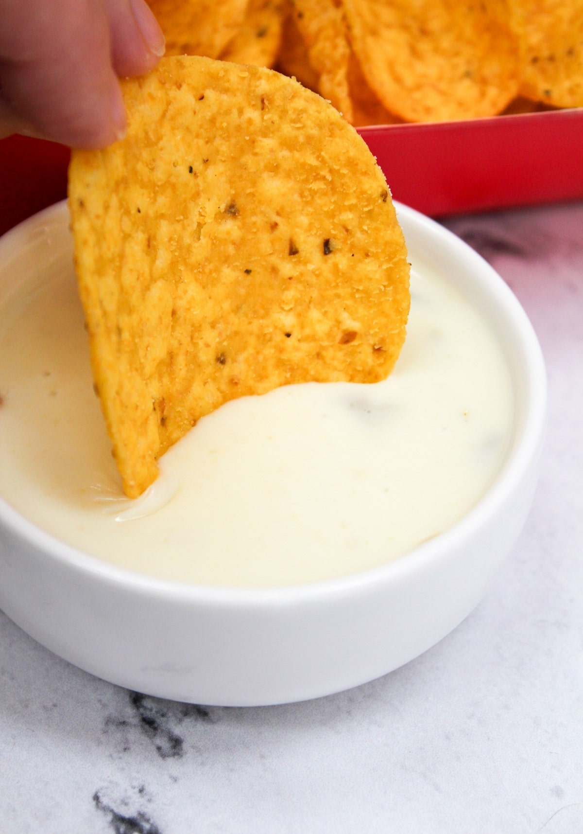 restaurant style queso with chips