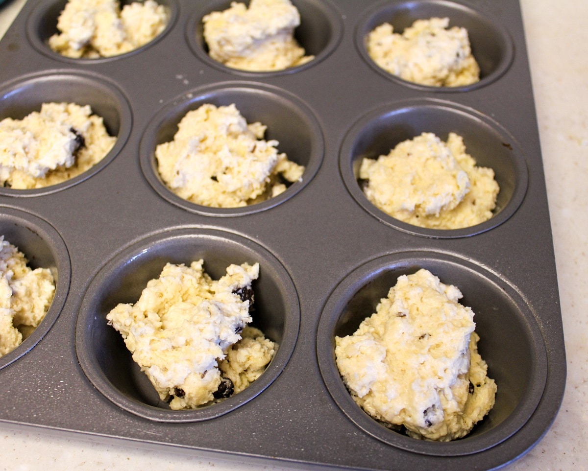 uncooked dough in muffin tin