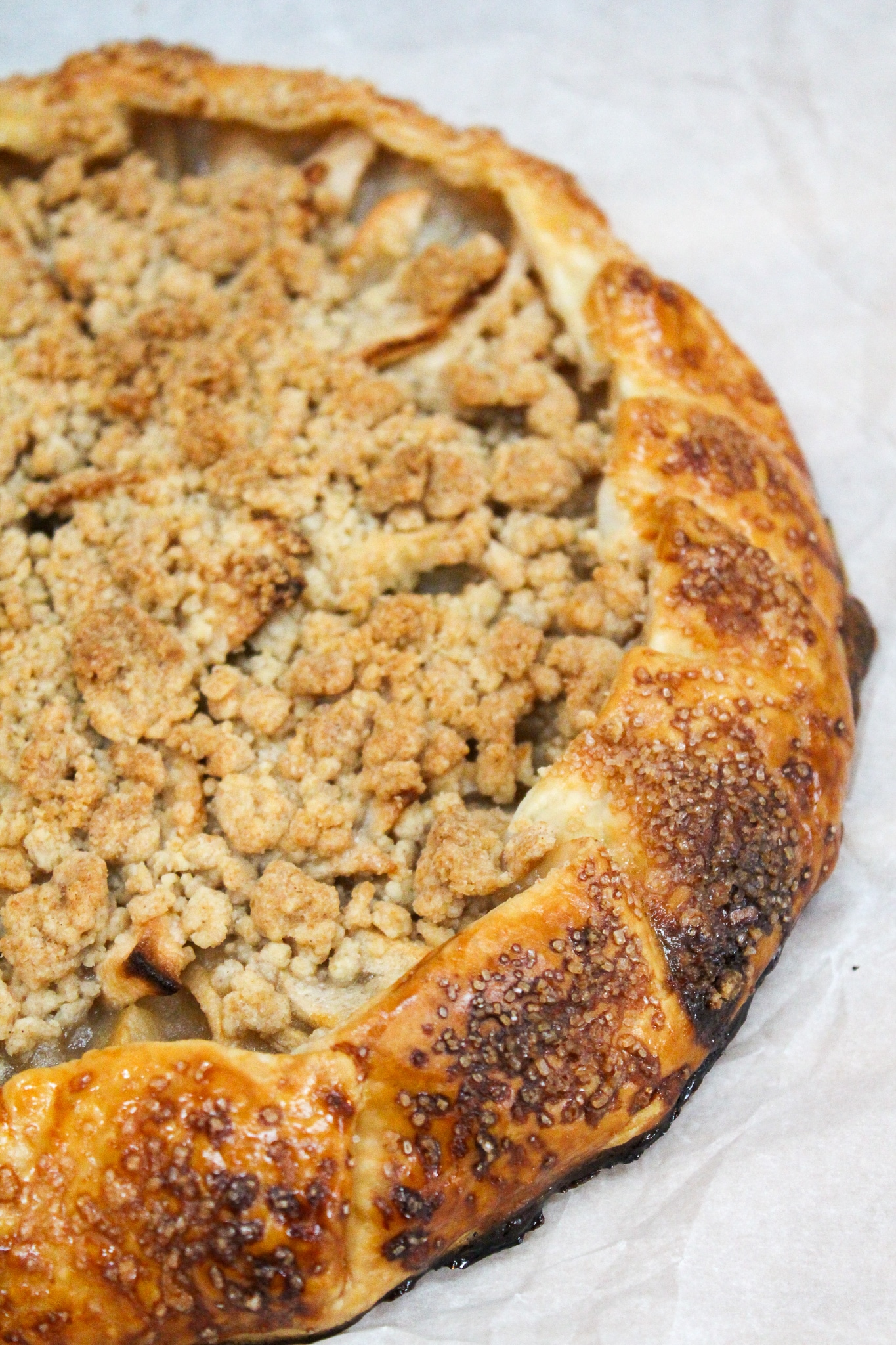 close up picture of an apple galette