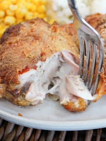 chicken pulled apart with fork