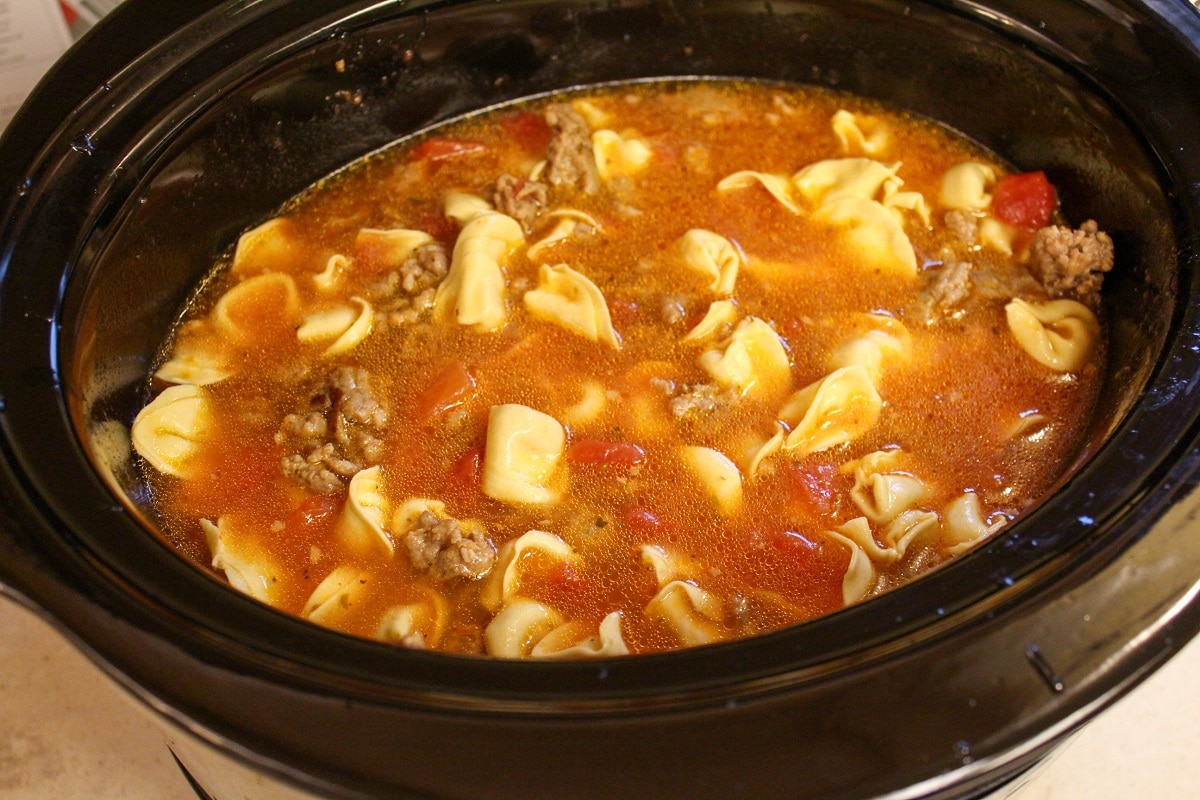 cooked soup in slow cooker without cream cheese added