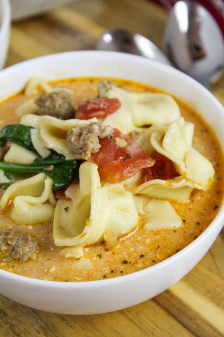 Slow Cooker Creamy Tortellini and Sausage Soup (+Stove Top Instrictions)