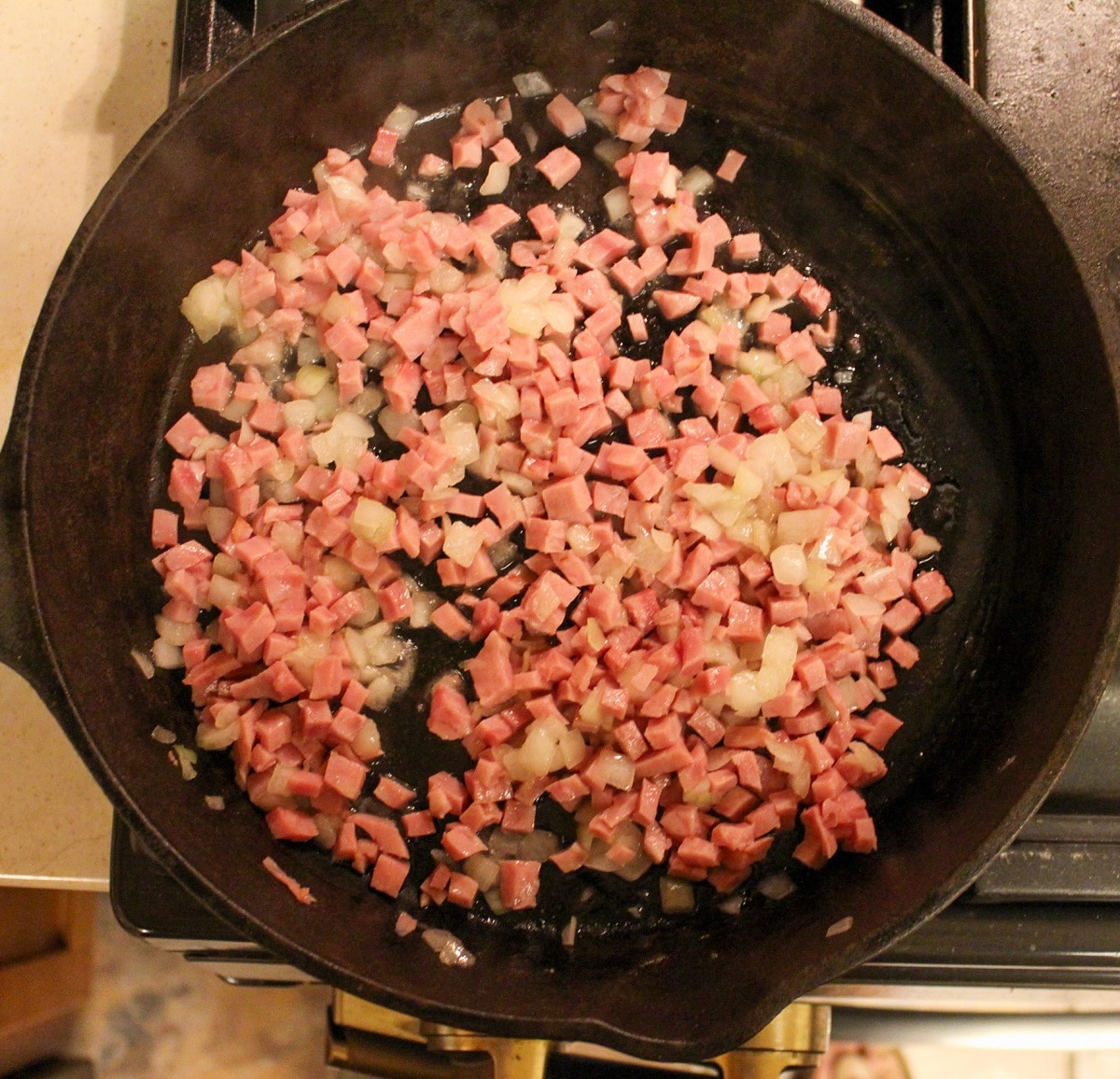 prep photos for ham and cheese gnocchi skillet