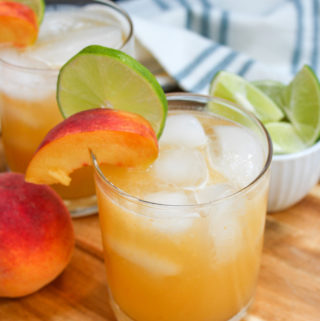 margarita in a glass with peaches