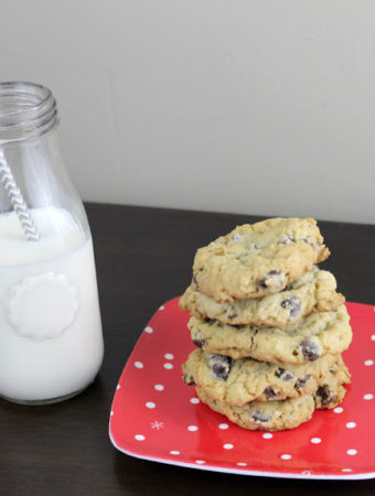 cookies on a plate with milk