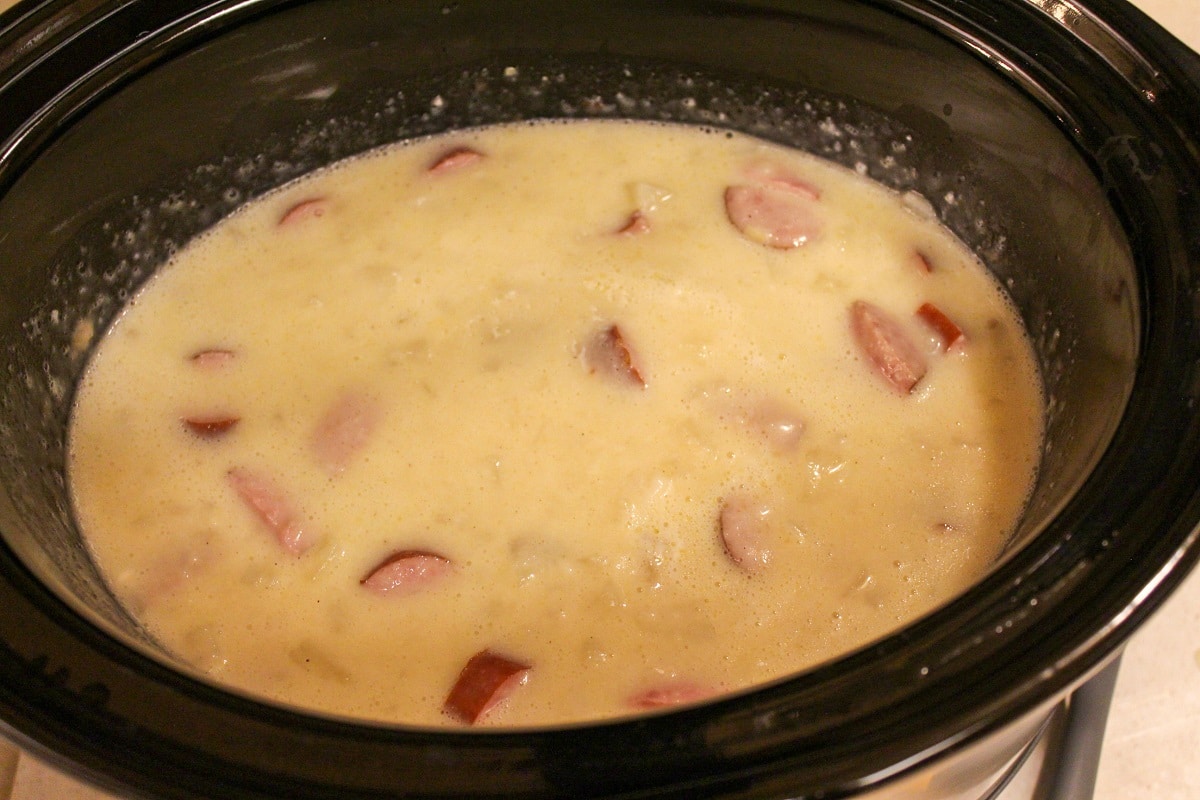 cooked slow cooker potato soup