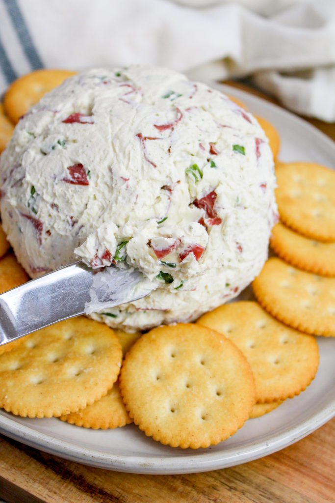 Cheese Ball on a Plate with Crackers