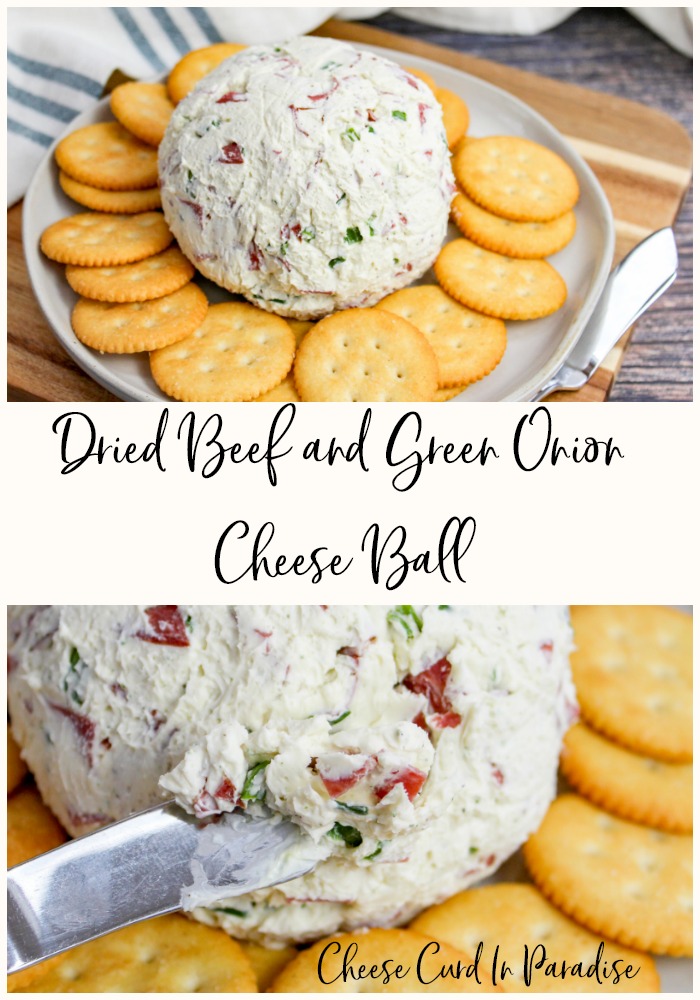 Cheese Ball on a plate- pinterest graphic