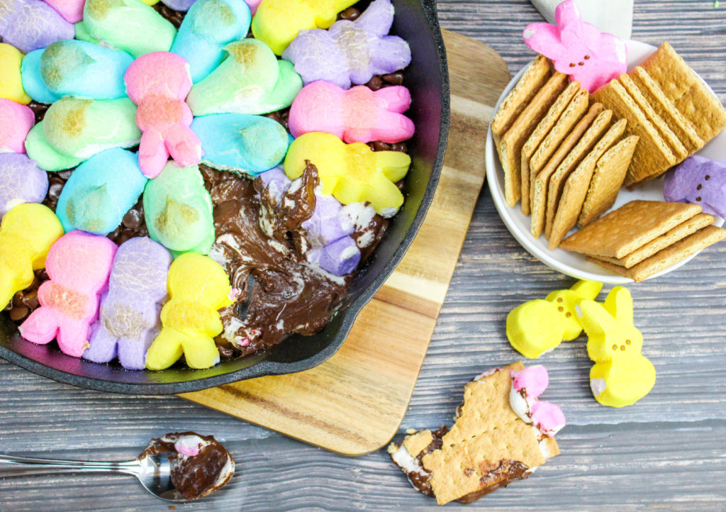 PEEPS over chocolate chips with graham crackers
