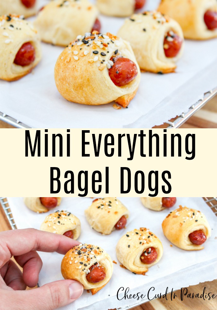 everything bagel dogs on a tray