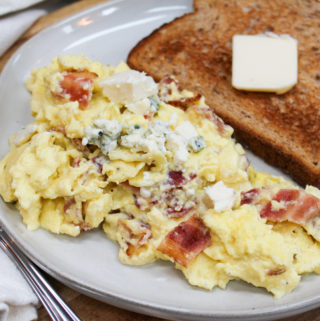 scrambled eggs on a plate