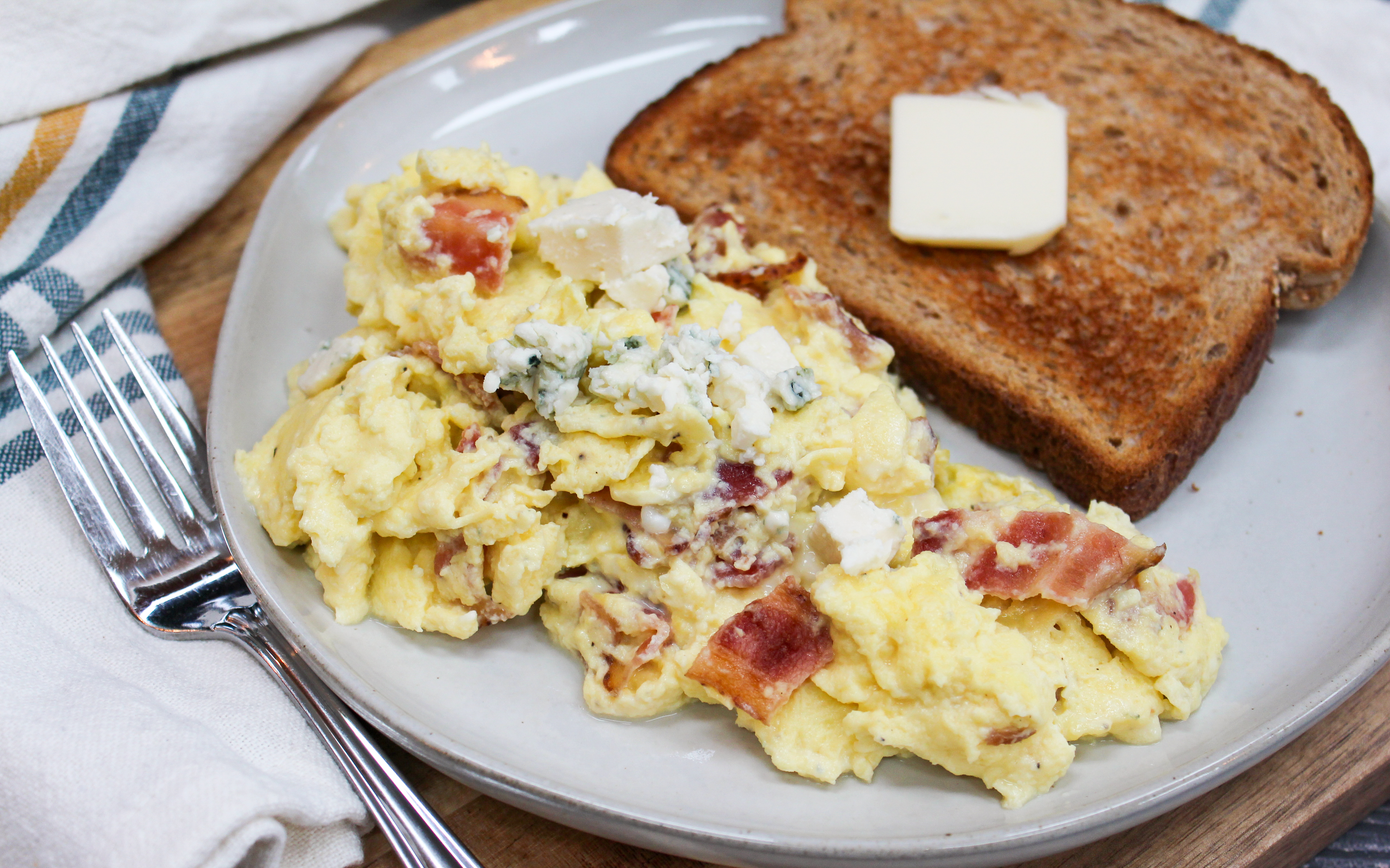 Bacon and Blue Cheese Scrambled Eggs