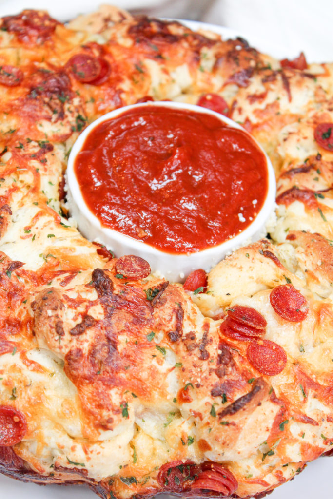pizza bread close up with sauce