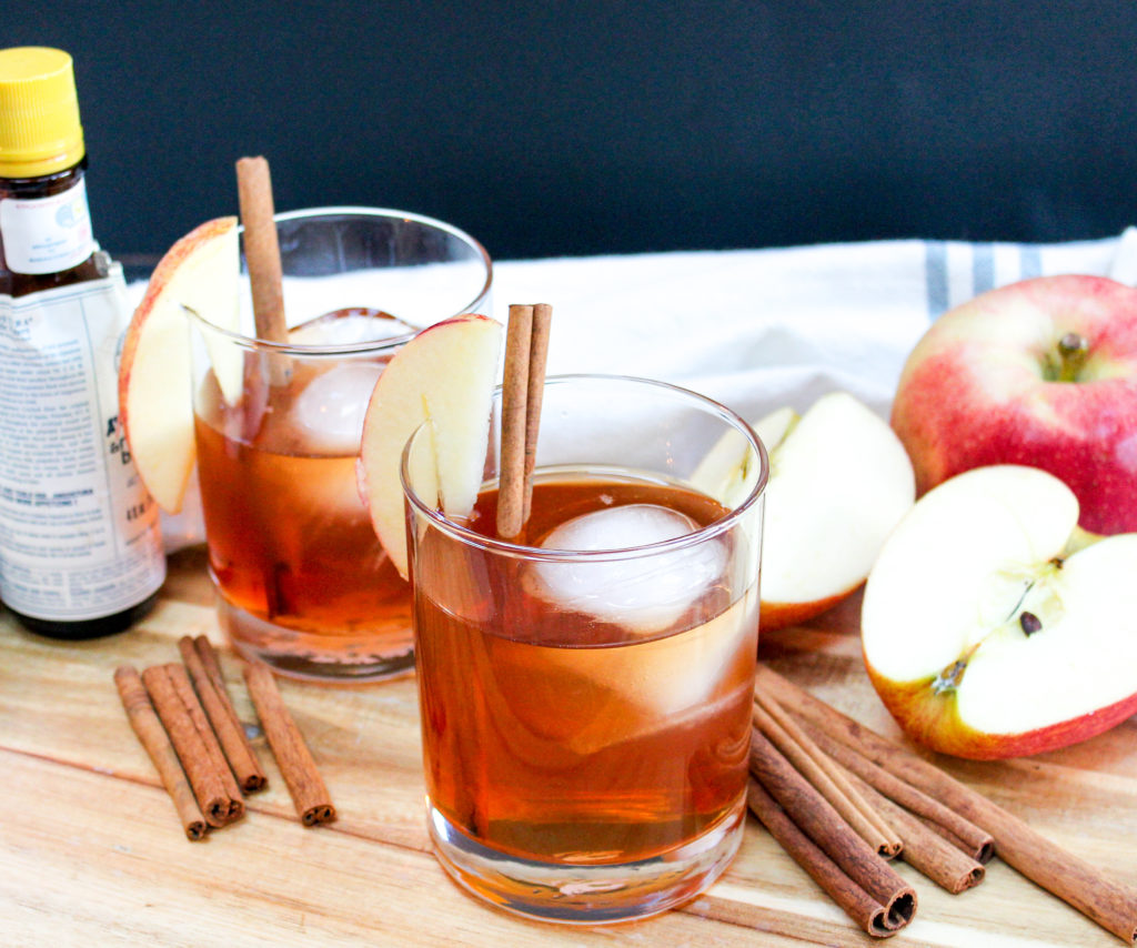 apple cider old fashion in a glass