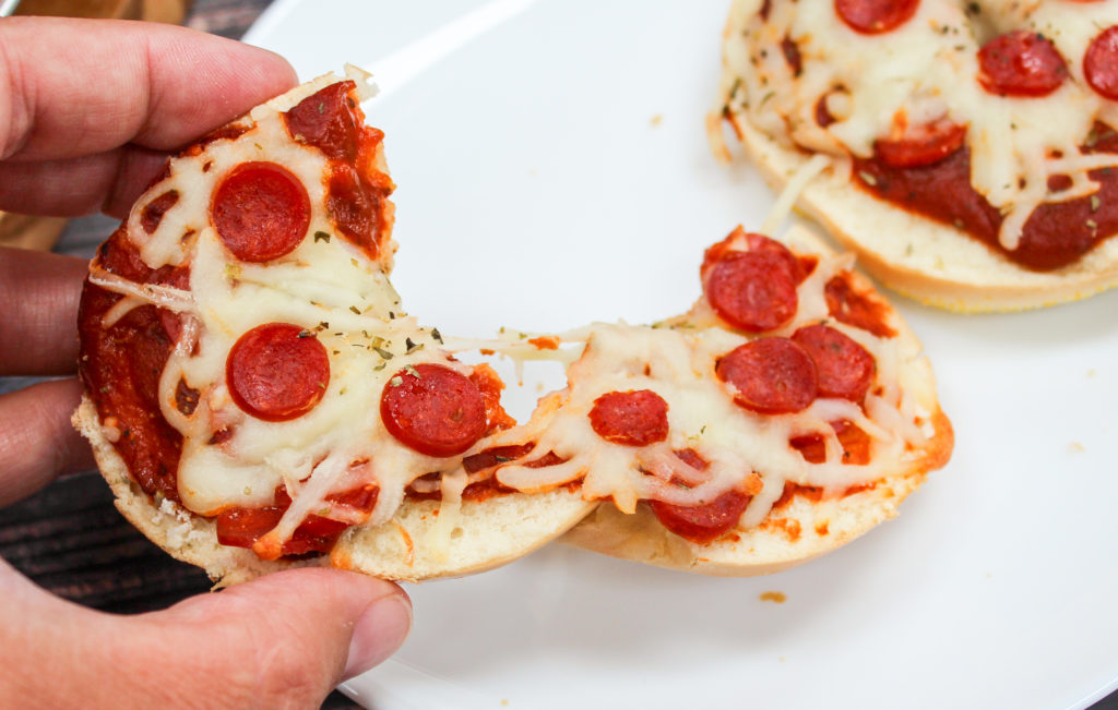 pizza bagels on a plate