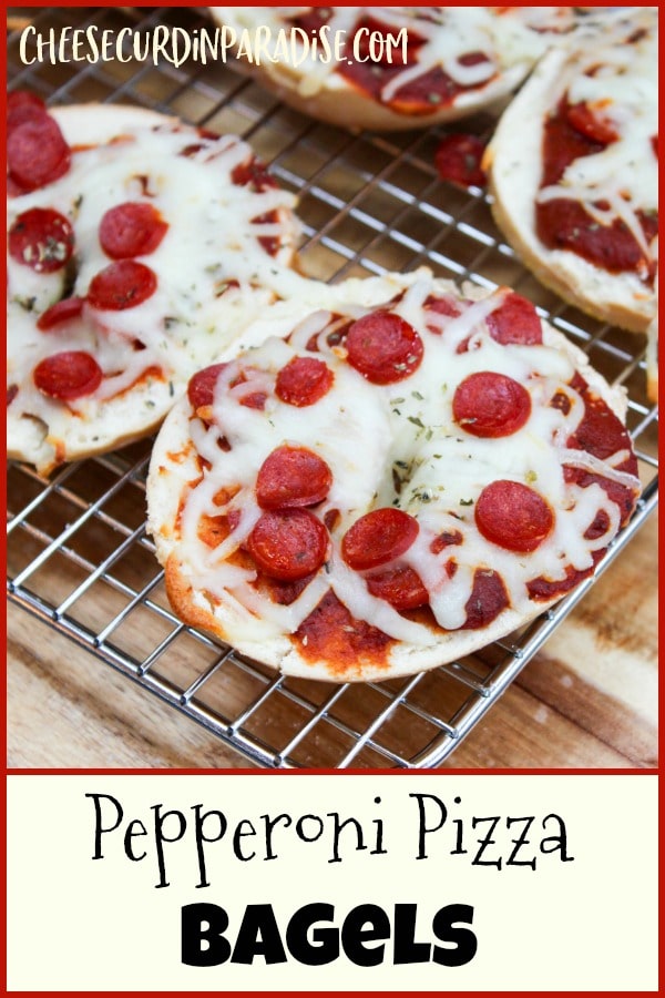 pizza bagels on a cooling rack