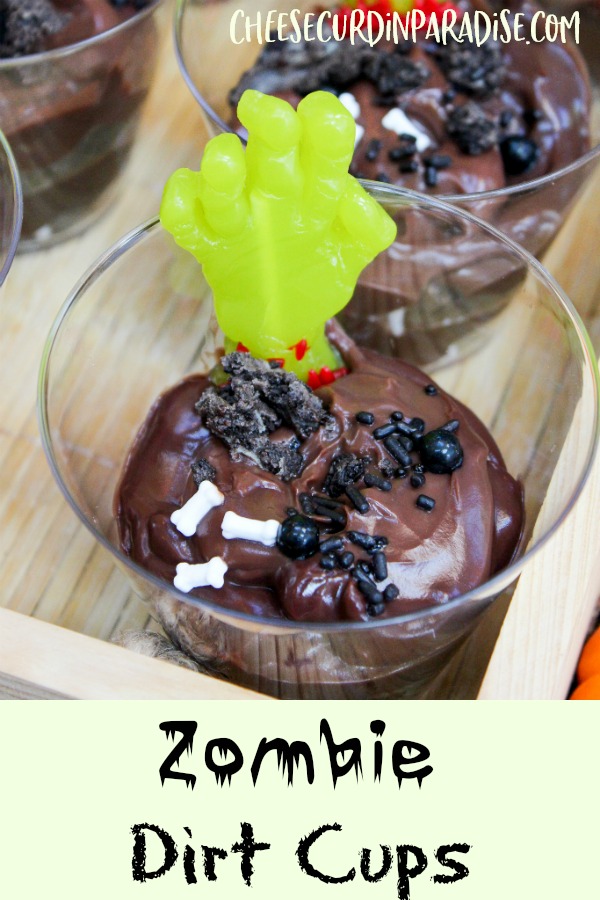 pudding cups with zombie hand