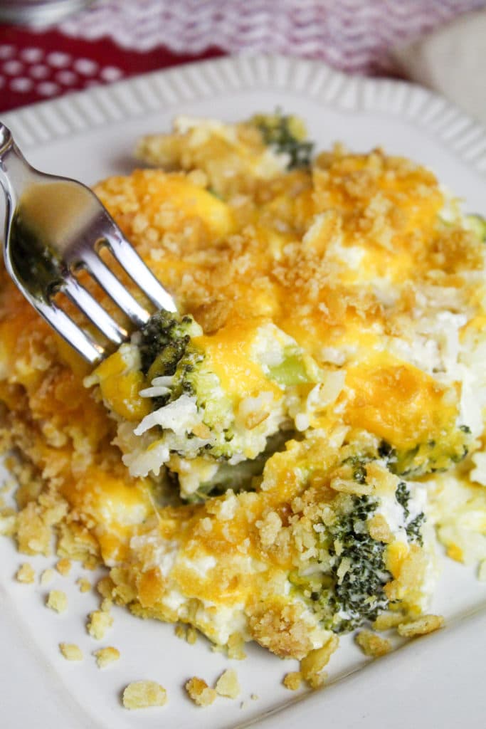 casserole on a plate with a fork