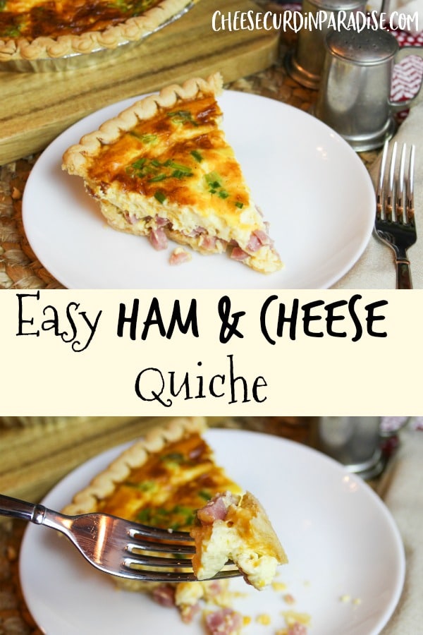 Ham and Cheese Quiche on a plate