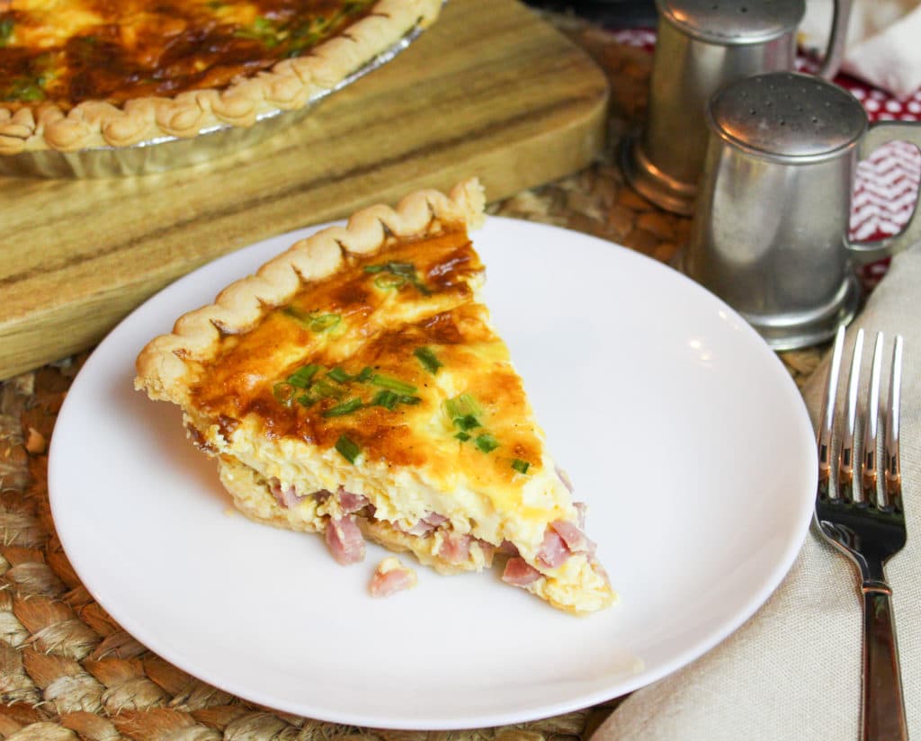 Ham and Cheese Quiche on a plate 