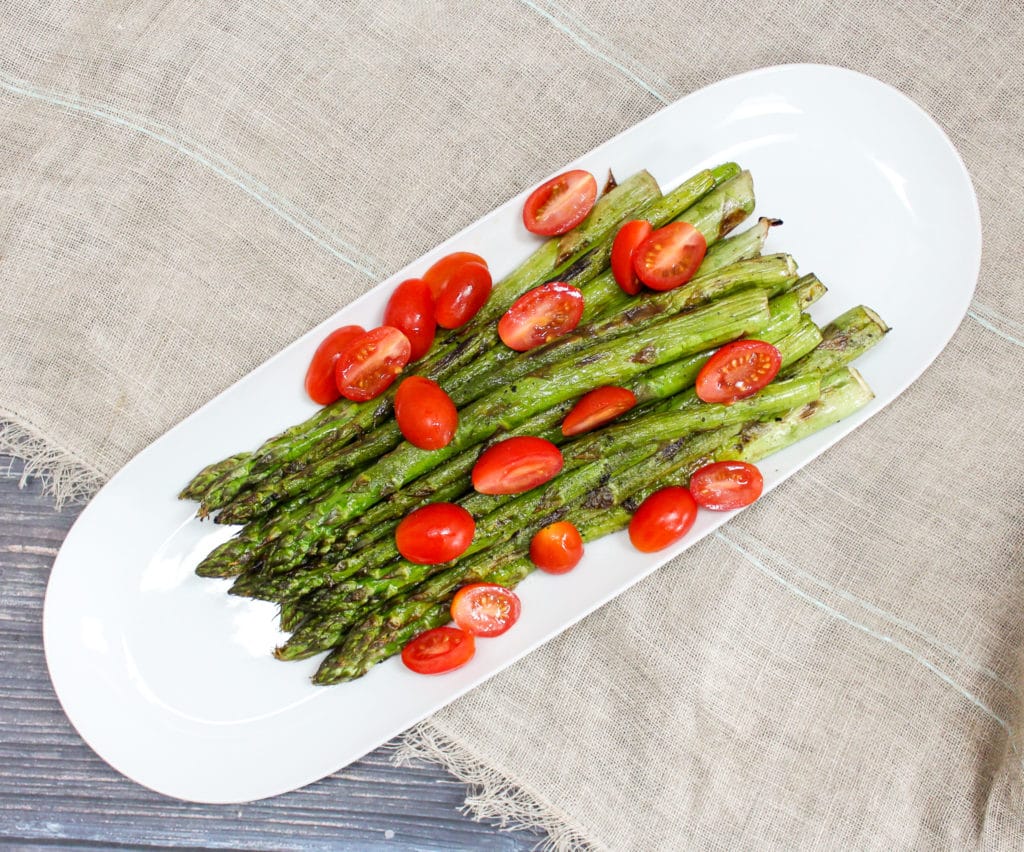 Grilled Asparagus Caprese Salad process shot