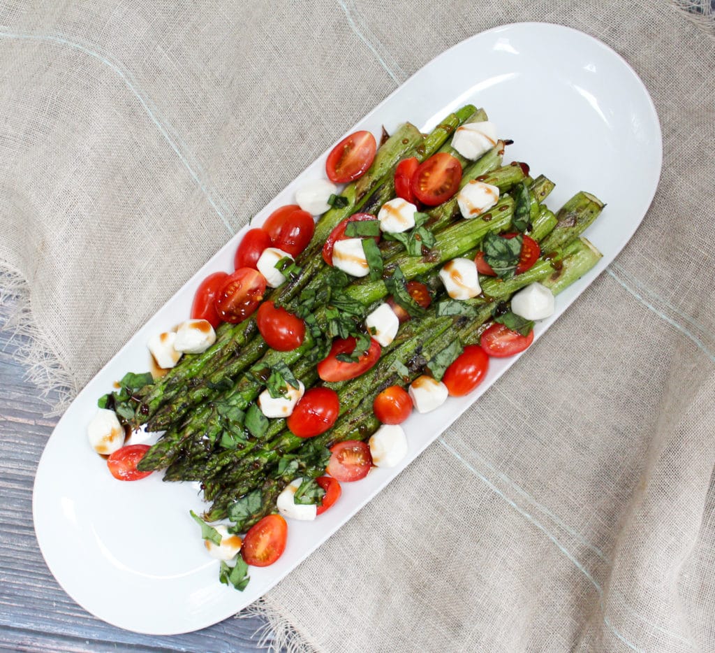 Grilled Asparagus Caprese Salad process shot