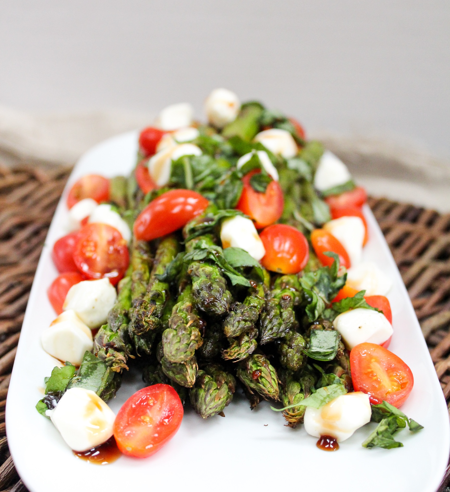 Grilled Asparagus Caprese Salad front shot