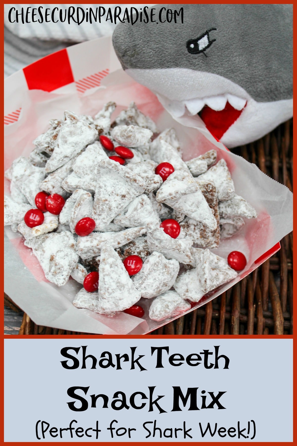 shark teeth mix made with bugles and red chocolate candies