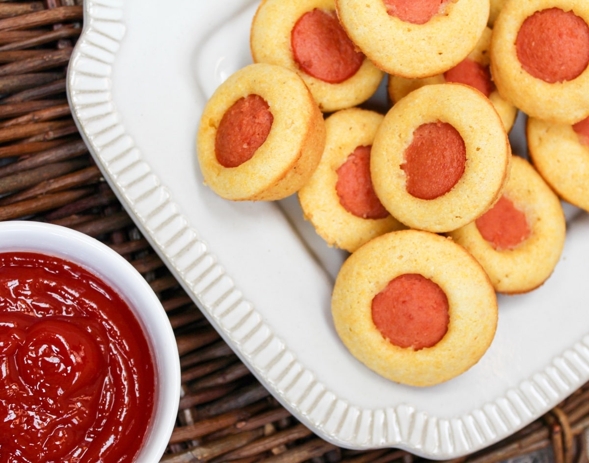 corn dog muffin with ketchup on the side