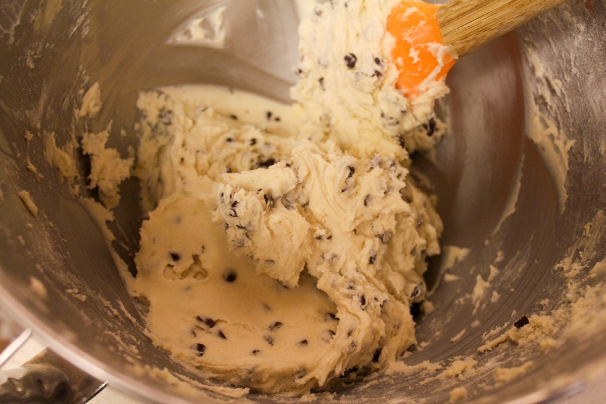 whipped chocolate chip shortbread cookies batter