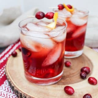 cranberry old fashion in a glass