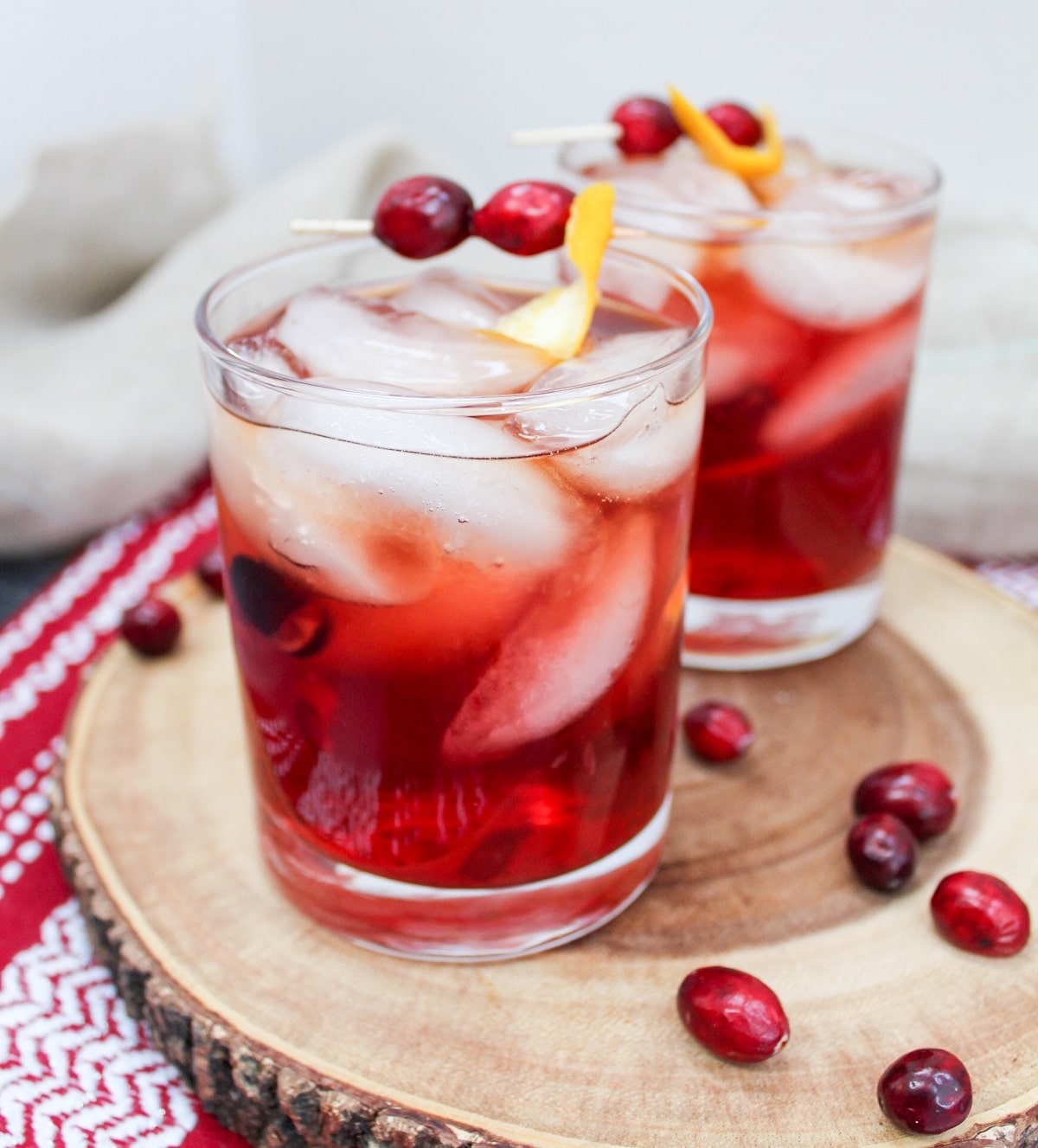 cranberry old fashion in a glass