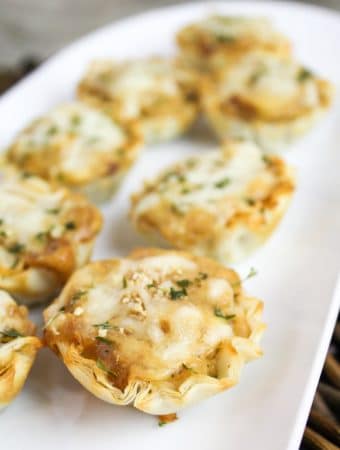 french onion tartelettes on a plate