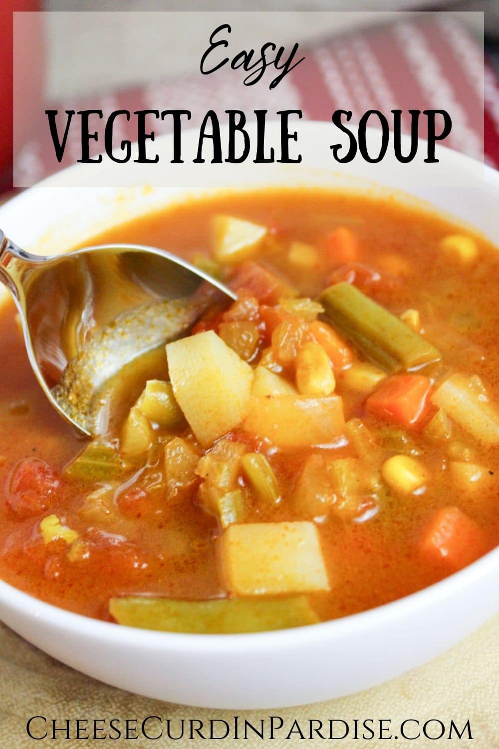 veggie soup in white bowl