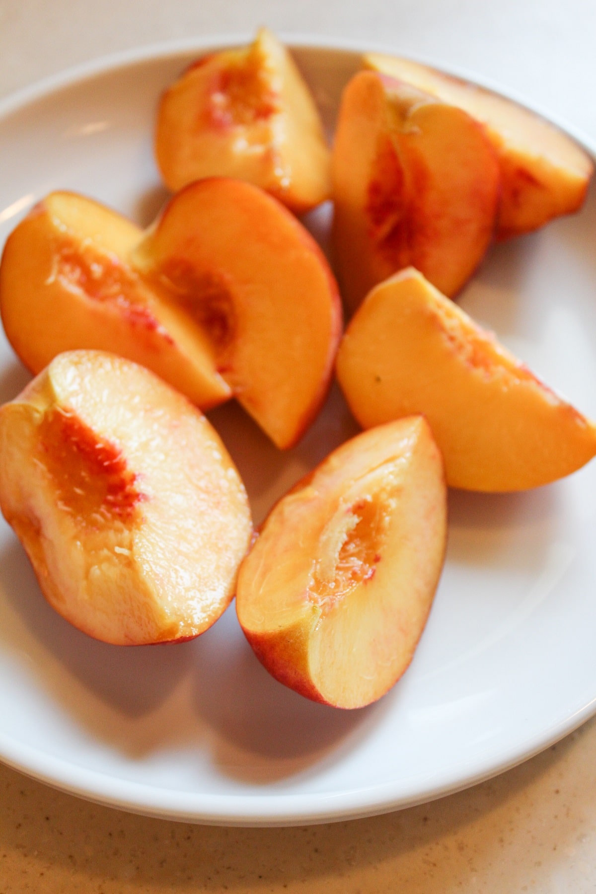 quartered pitted peaches