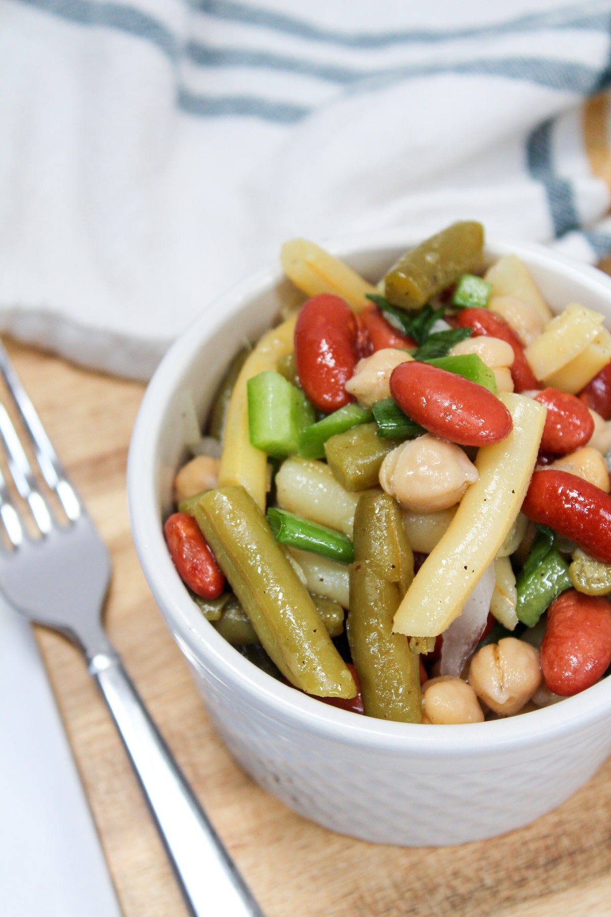 classic 3-bean salad in a small bowl