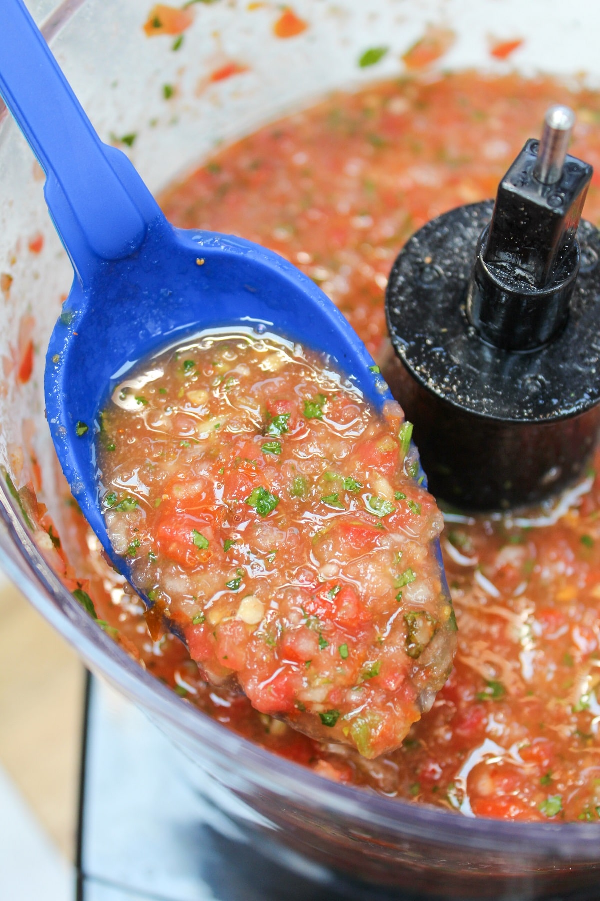 salsa scooped from food processor