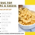 one-pot stove top mac and cheese put into a white bowl from a wooden spoon