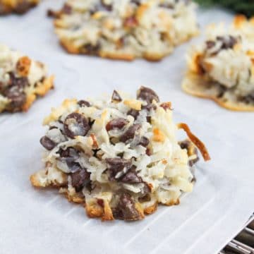almond joy cookies on tray