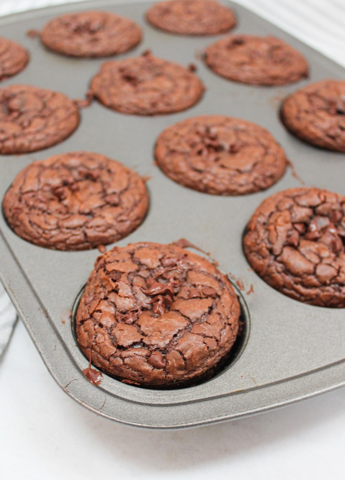 brownie muffins in a muffin tin