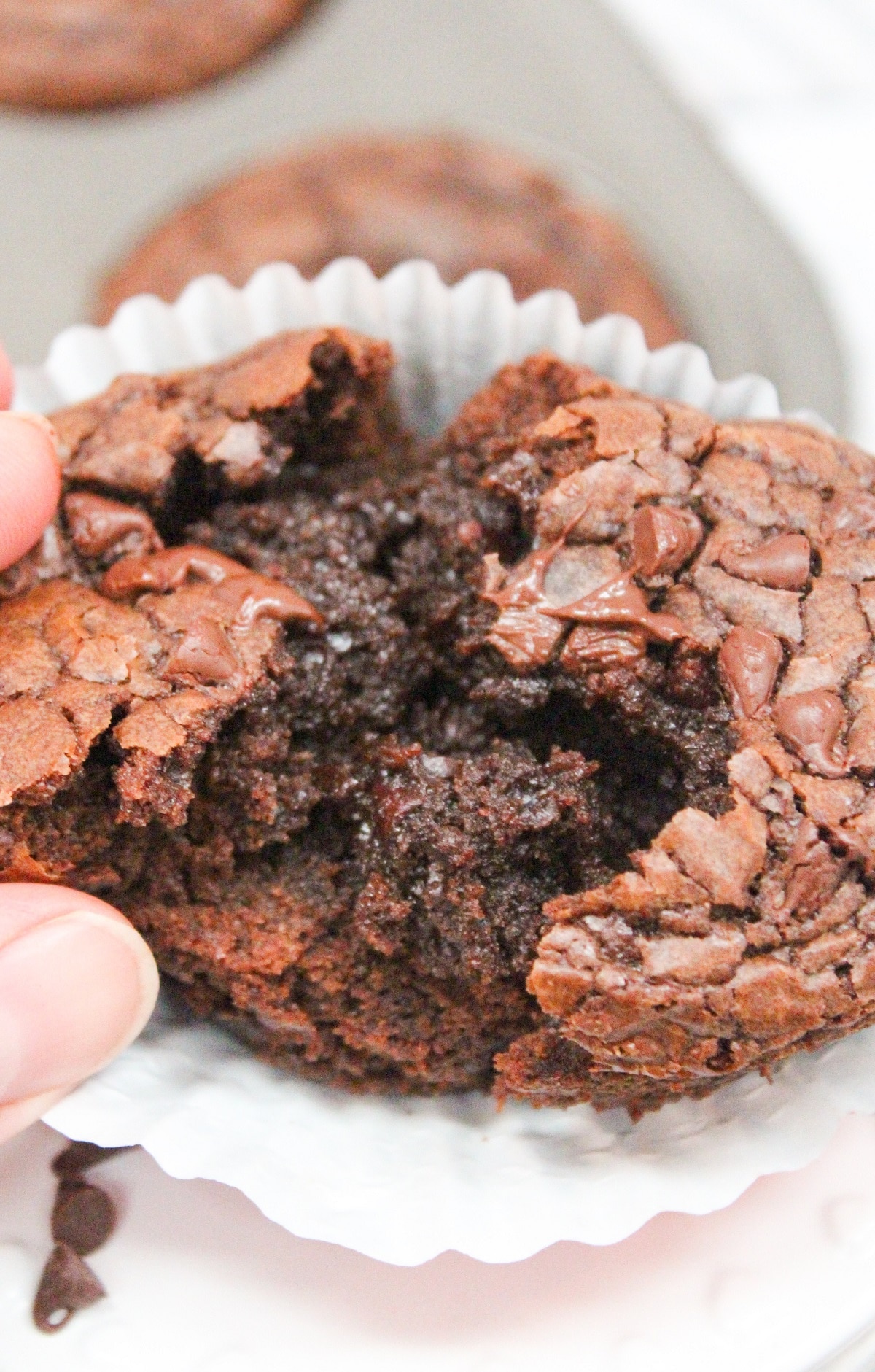 brownie muffin cut in half